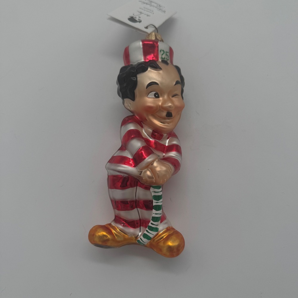 Christopher Radko Candy Cane Chaplin Glass Christmas Ornament 99-CAR-02 NEW